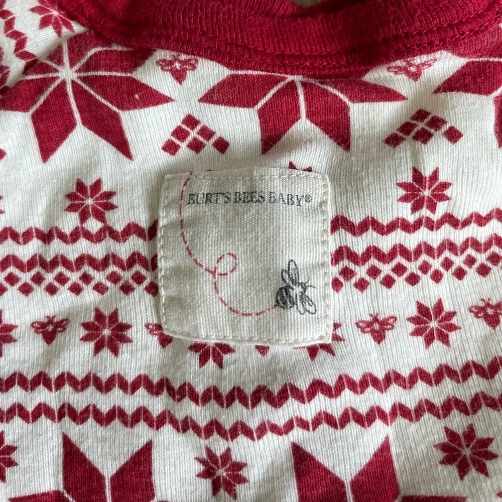 Burt's Bees Baby Red and White Holiday Snowflake Footie